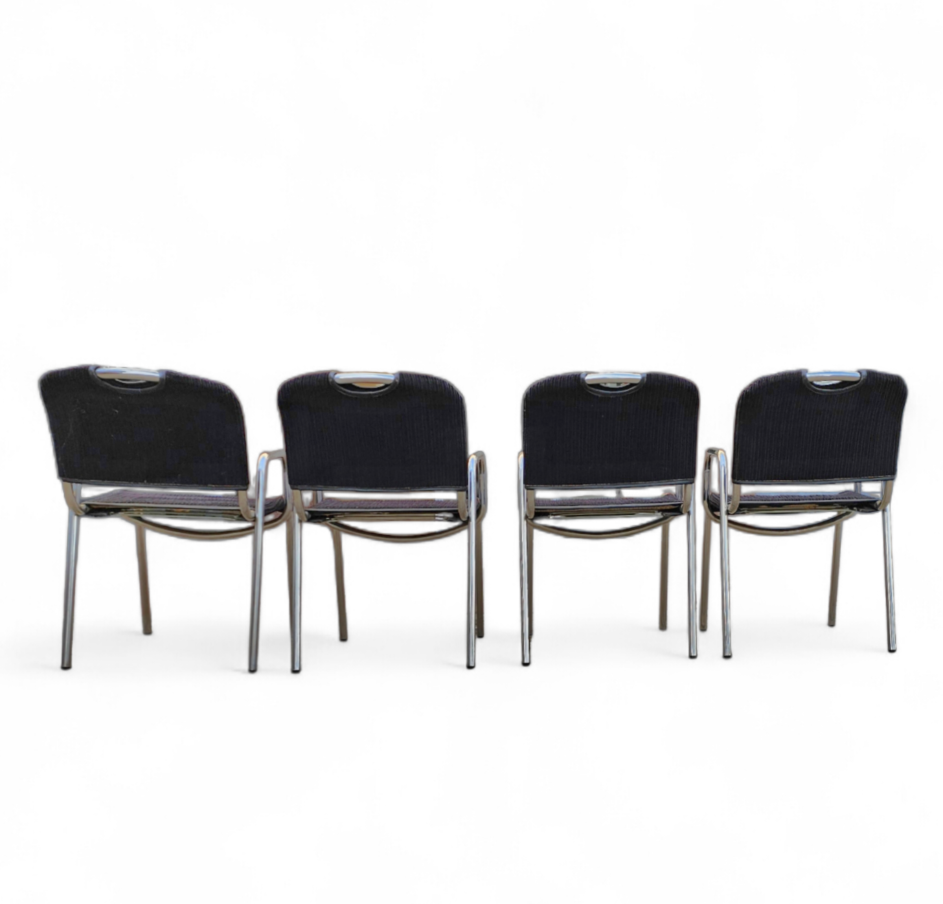 4 x black upholstery Castiglietta dining Chairs by Castiglioni for Zanotta / Italy 1960s
