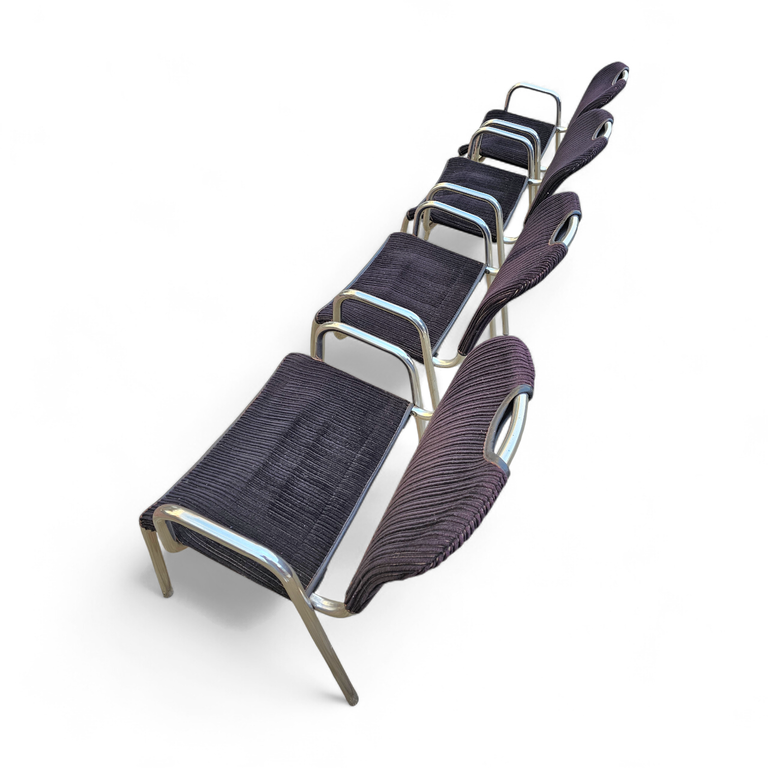 4 x black upholstery Castiglietta dining Chairs by Castiglioni for Zanotta / Italy 1960s