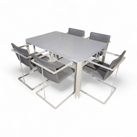 5 x Pierre Mazairac & karel Boonzaaijer /
Manufacturer / Hennie de Jong int /
Materials / grey Fabric / white steel / 1970s