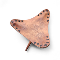 2 x Matching Vintage Tooled Leather Tripod Chair / Camp Chair /