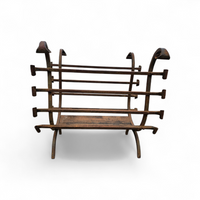 Vintage Black Wrought Iron Fireplace Log Holder / 1960s