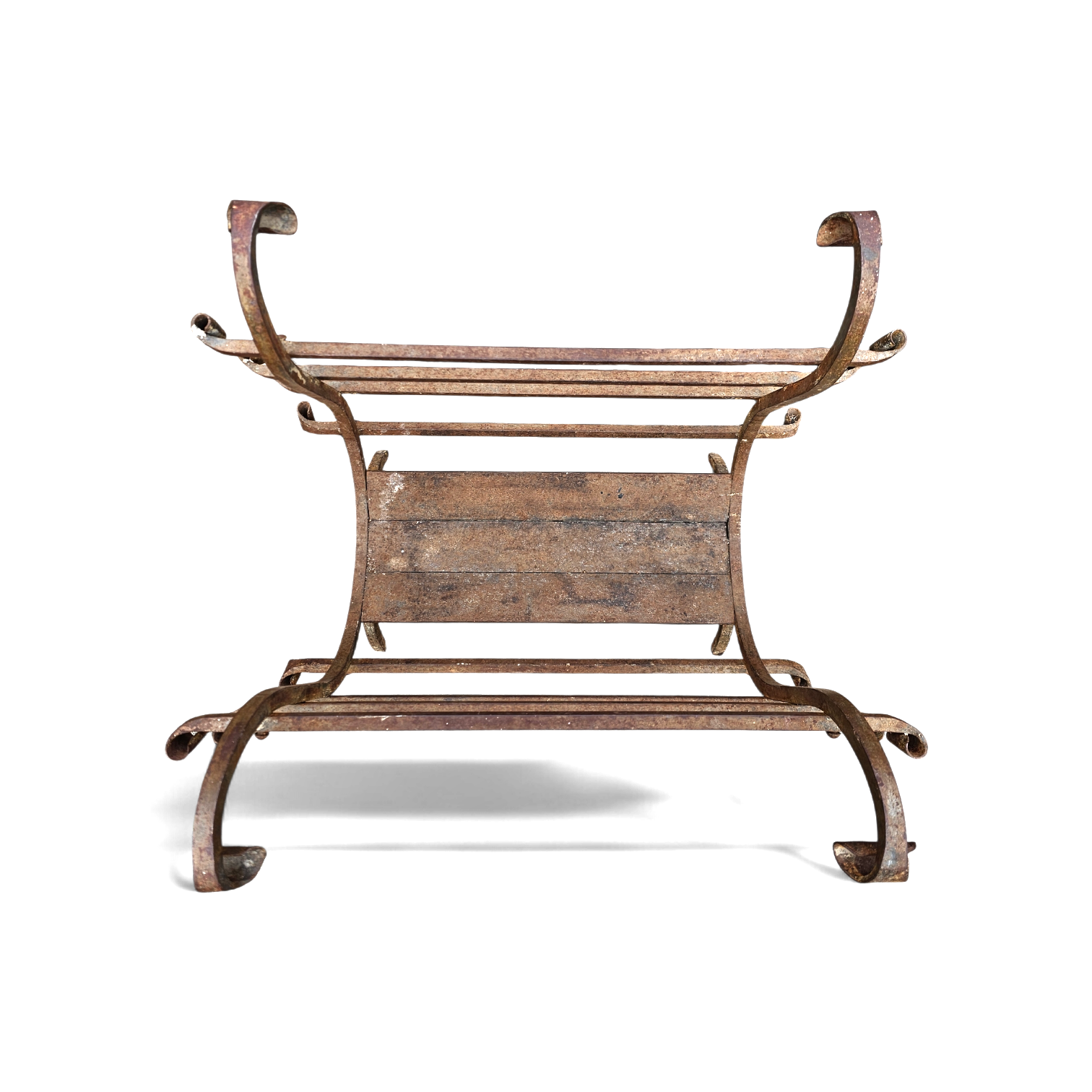 Vintage Black Wrought Iron Fireplace Log Holder / 1960s