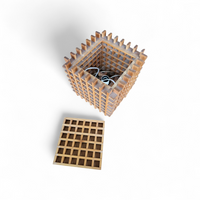 Mid Century Modern wood cube table lamp / Italy 1960s