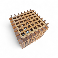 Mid Century Modern wood cube table lamp / Italy 1960s