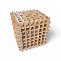 Mid Century Modern wood cube table lamp / Italy 1960s