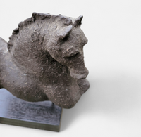 Bronze sculpture / Horse torso on a wooden pedestal /