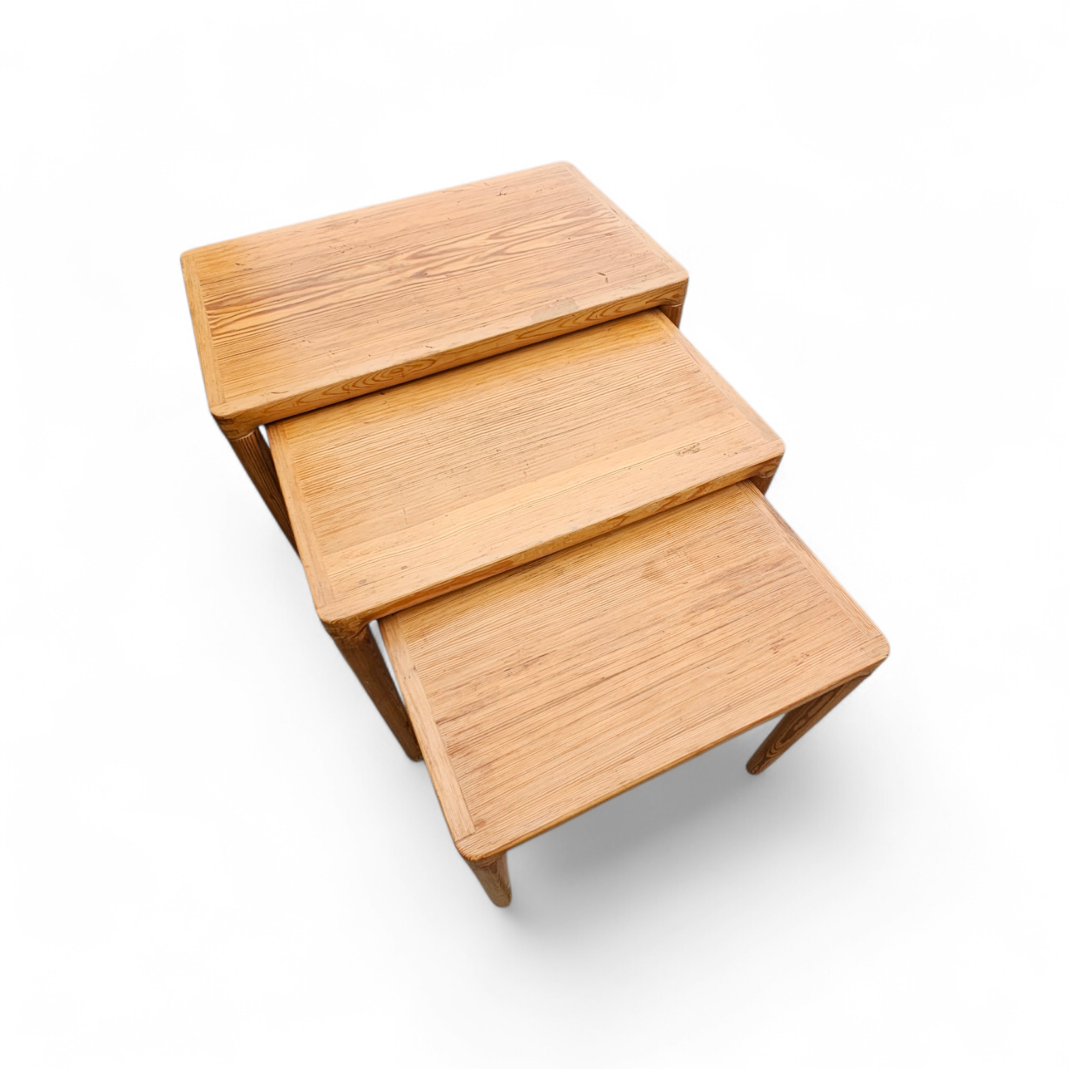 Set of 3 solid oak tables / Nesting Tables / Henry Walter Klein for Bramin / 1970