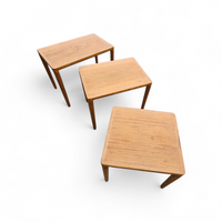 Set of 3 solid oak tables / Nesting Tables / Henry Walter Klein for Bramin / 1970