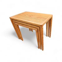 Set of 3 solid oak tables / Nesting Tables / Henry Walter Klein for Bramin / 1970
