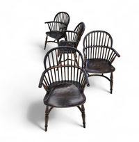 4 x Classic Georgian Bow and Stick Back Windsor Chair / Crinoline stretcher chairs