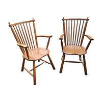 2 × Dutch Design Oak Arm Dining Chairs by De Ster Geldermalsen / Netherlands 1960s