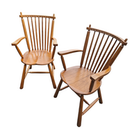 2 × Dutch Design Oak Arm Dining Chairs by De Ster Geldermalsen / Netherlands 1960s