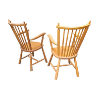 2 × Dutch Design Oak Arm Dining Chairs by De Ster Geldermalsen / Netherlands 1960s