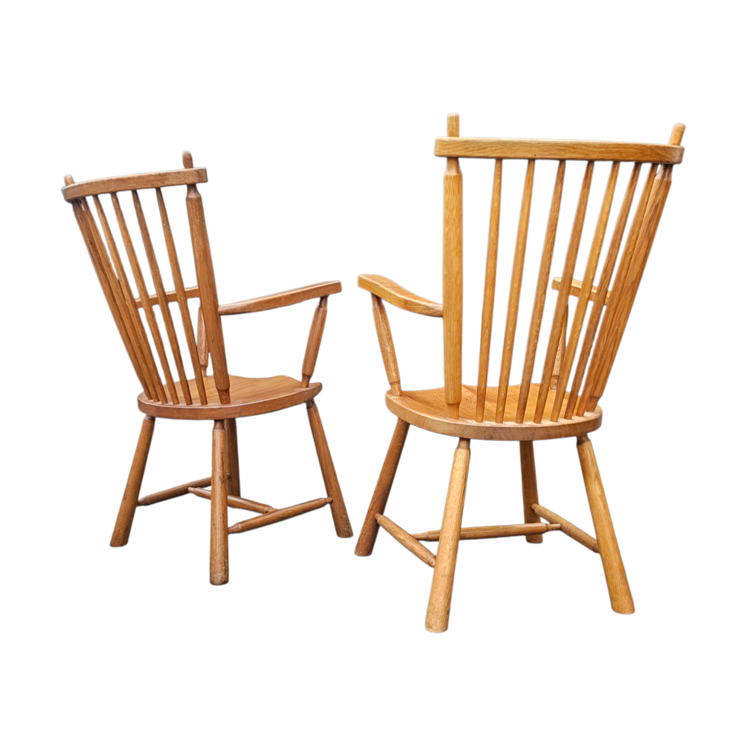 2 × Dutch Design Oak Arm Dining Chairs by De Ster Geldermalsen / Netherlands 1960s