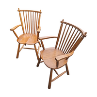2 × Dutch Design Oak Arm Dining Chairs by De Ster Geldermalsen / Netherlands 1960s