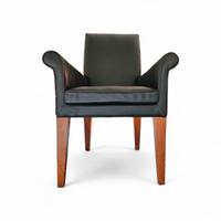 PARAMOUNT CHAIR BY PHILIPPE STARCK / black leather for Driade / 1989