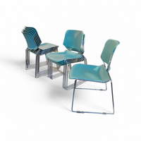 10 x Mid Century design Stackable Matrix Krueger Chairs by Thomas Tolleson / mint green / USA 1970s