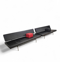 Martin Visser BR 02.7 / Sofa bed / ‘t Spectrum / 1980s / Black leather / red cushion