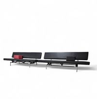 Martin Visser BR 02.7 / Sofa bed / ‘t Spectrum / 1980s / Black leather / red cushion
