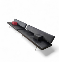 Martin Visser BR 02.7 / Sofa bed / ‘t Spectrum / 1980s / Black leather / red cushion