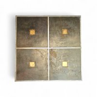 One of a kind brutalist coffee table 1980s with weighty metal / copper / steel tops /