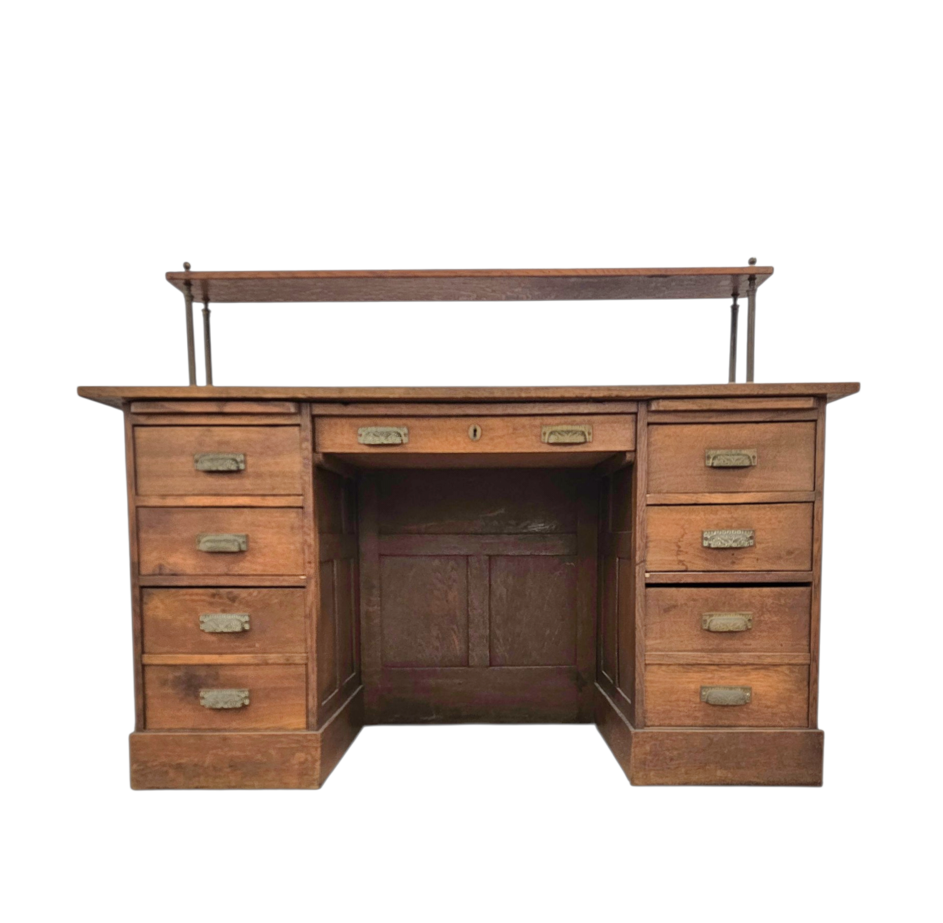 Victorian oak desk / Bin or Drawer Cup Pull by P. & F. Corbin  / 1920s