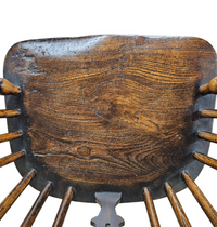 4 x Antique Windsor 2 Low / 2 high Spindle Back Arm Chair In Elm Wood / 19th Century