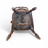 Wide arm arch back antique Windsor chair / Ash Elm rustic farmhouse Yorkshire Windsor chair / 19th century