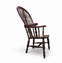 Wide arm arch back antique Windsor chair / Ash Elm rustic farmhouse Yorkshire Windsor chair / 19th century