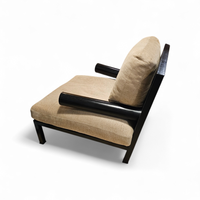 Armchair 'Baisity' by Antonio Citterio for B&B Italia with cushions linen / Frame covered in black leather