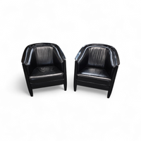 2 x black leather armchair 1980s / Art Deco style / good condition