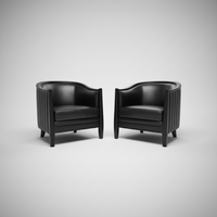 2 x black leather armchair 1980s / Art Deco style / good condition
