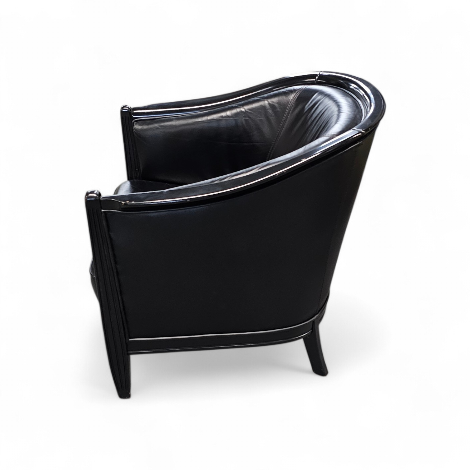 2 x black leather armchair 1980s / Art Deco style / good condition