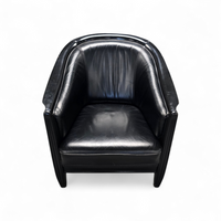 2 x black leather armchair 1980s / Art Deco style / good condition