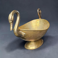 Oval Beaten Brass Dish with Swan handles