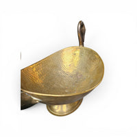 Oval Beaten Brass Dish with Swan handles