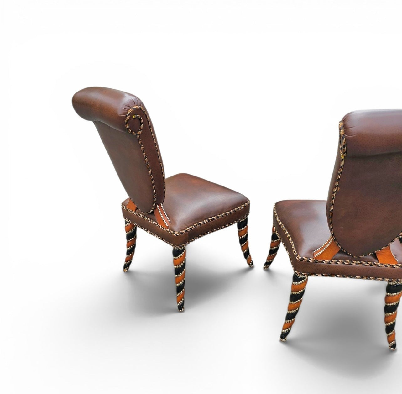 4 x Never Seen Before leather Chair / 1980s