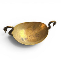 Oval Beaten Brass Dish with Swan handles