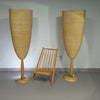 2 x Marco Agnoli for Pierantonio Bonacina XL / Flûte Floor Lamp in Cane / wicker and Wood