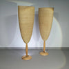 2 x Marco Agnoli for Pierantonio Bonacina XL / Flûte Floor Lamp in Cane / wicker and Wood