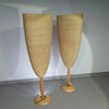 2 x Marco Agnoli for Pierantonio Bonacina XL / Flûte Floor Lamp in Cane / wicker and Wood