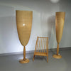 2 x Marco Agnoli for Pierantonio Bonacina XL / Flûte Floor Lamp in Cane / wicker and Wood