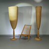 2 x Marco Agnoli for Pierantonio Bonacina XL / Flûte Floor Lamp in Cane / wicker and Wood