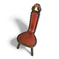 Vintage brutalist Spanish tripod chair / wooden stool