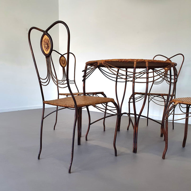 Medaillon garden set wrought iron italy 1970
