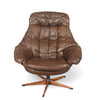 Danish Leather Swivel Lounge Chairs by H.W. Klein for Bramin, 1960s