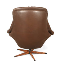 Danish Leather Swivel Lounge Chairs by H.W. Klein for Bramin, 1960s