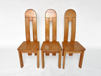 6 x De Puydt Rapsodie oak Brutalist dining chair from the 1970s.