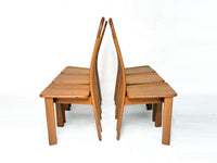 6 x De Puydt Rapsodie oak Brutalist dining chair from the 1970s.