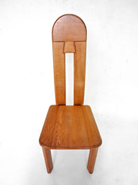 6 x De Puydt Rapsodie oak Brutalist dining chair from the 1970s.